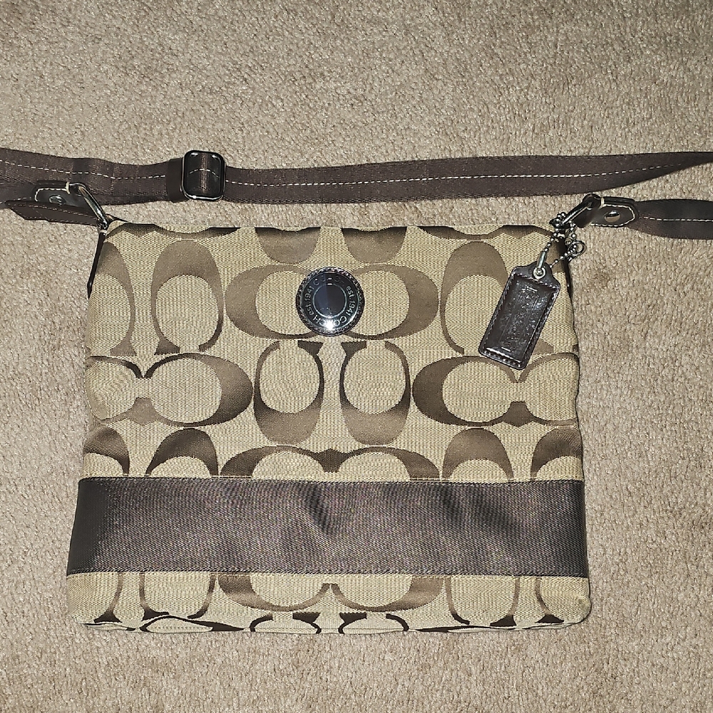 Coach Tan and Brown Signature Bag